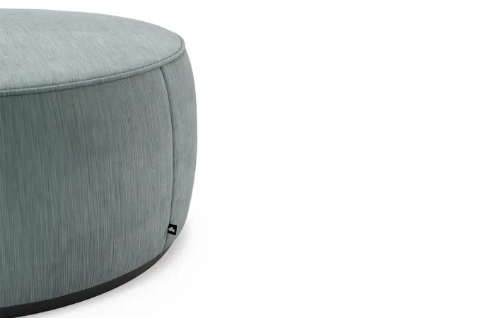 Rachel Pouf Clarence BS 32 fabric with Black Ash base 1