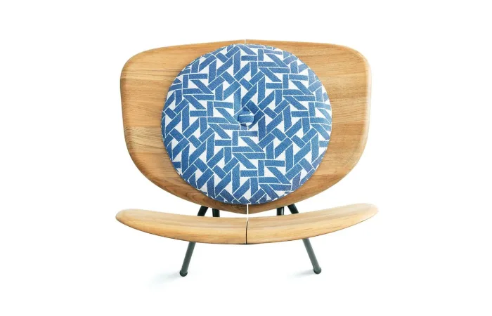 Agave collection lounge armchair with round seat cushion Geometric Marine top view