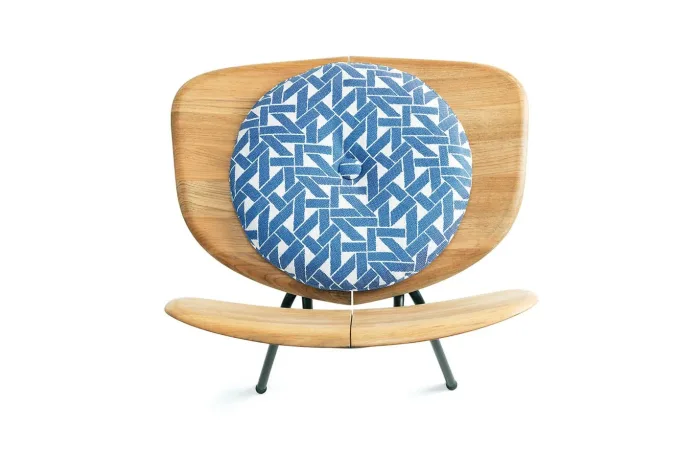 agave collection lounge armchair with round seat cushion geometric marine top view